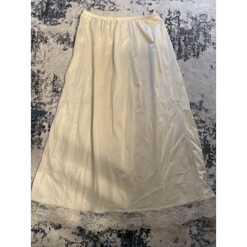 Vintage Sliperfection Half Slip Skirt Women Small Cream Lace Trim